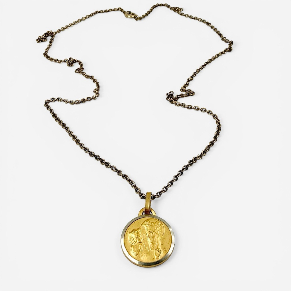 Vintage Gold Filled St Anne Necklace Catholic Medal 18 Inch Chain Religious Pend - Picture 5 of 8